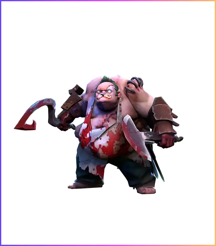 Afbeelding van Pudge, een zware tankheld met hoge overlevingskracht en controlevaardigheden in intense gevechtssituaties